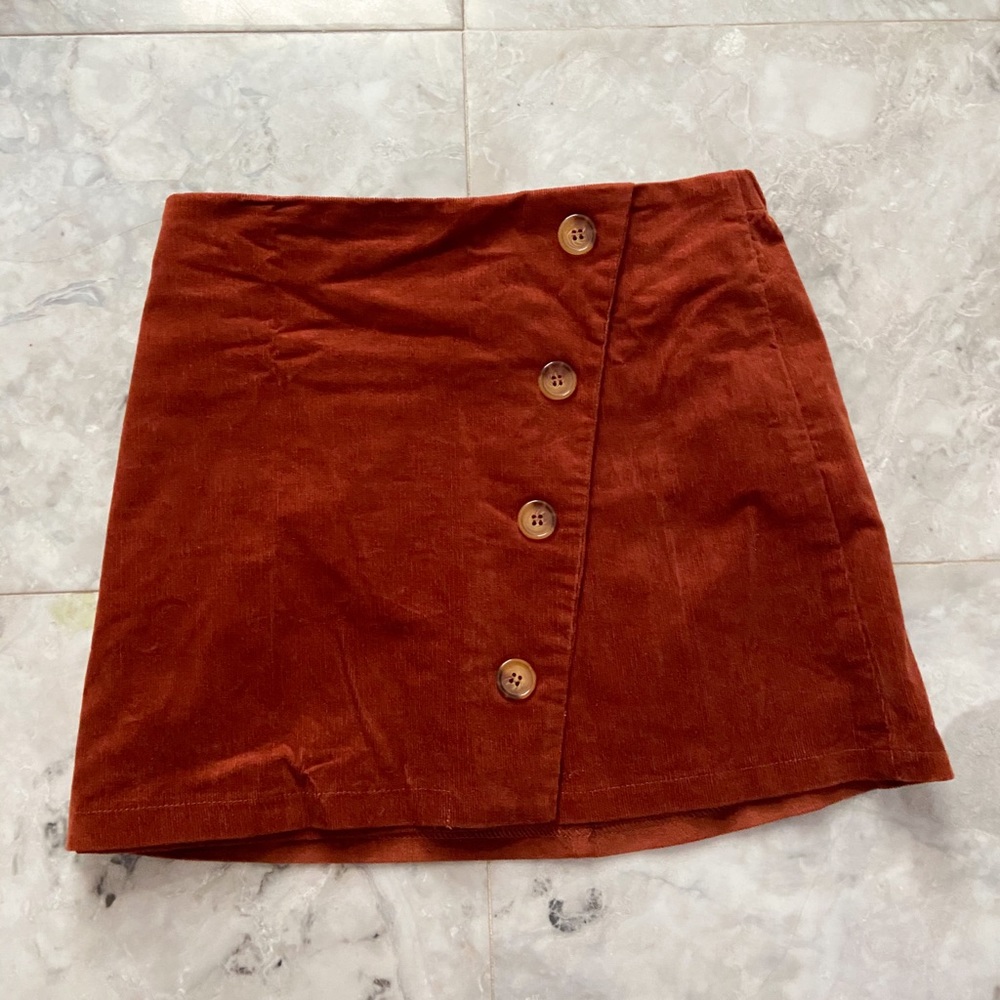 corduroy button-front mini skirt